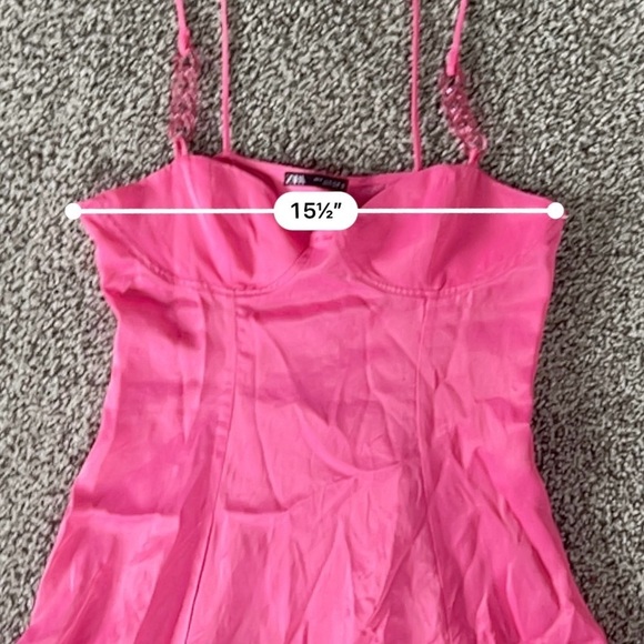 Zara Satin Mini Dress – Barbiecore 90s Coquette Babydoll - Hot Pink - Size M - Picture 13 of 15